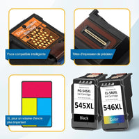 545 546 Ink Cartridges Replacement for Canon Ink Cartridges 545 546, 545XL 546XL PG-545XL CL-546XL for Pixma TS3350 TS3150 TS3300 TS3400 TS3100 MG2550s MG2500 MG3050 TR4500 TR4600 (Black & Colour)