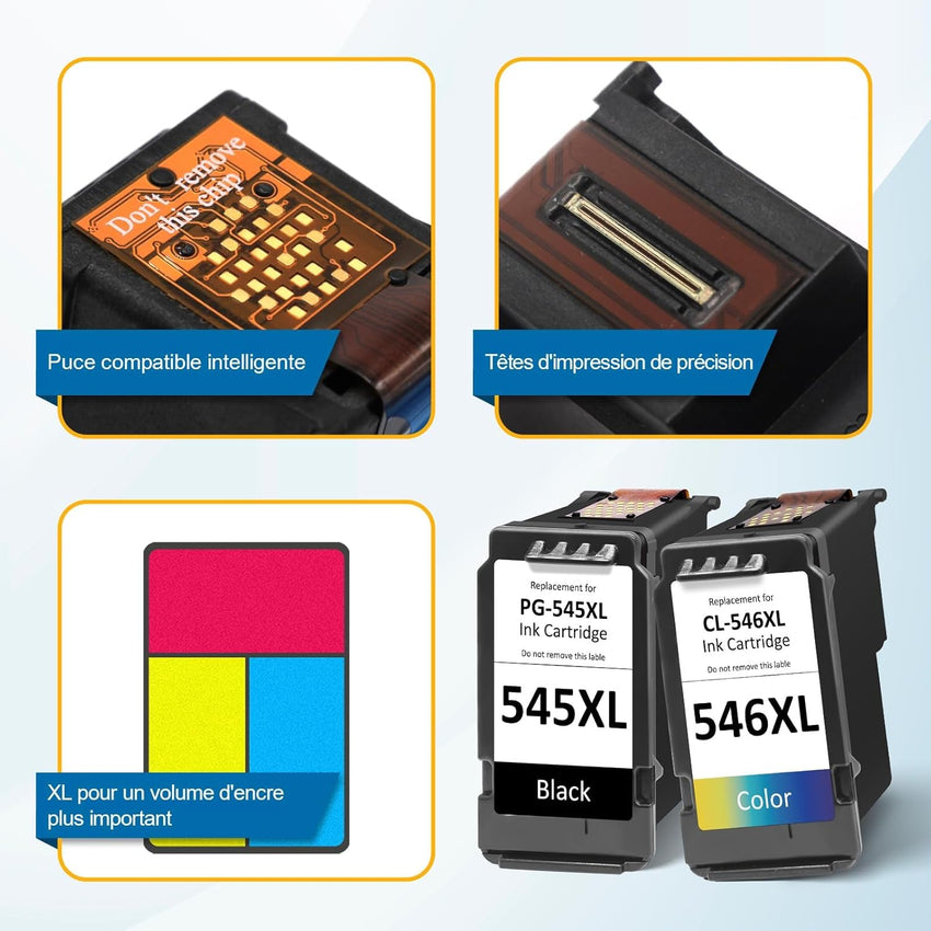 545 546 Ink Cartridges Replacement for Canon Ink Cartridges 545 546, 545XL 546XL PG-545XL CL-546XL for Pixma TS3350 TS3150 TS3300 TS3400 TS3100 MG2550s MG2500 MG3050 TR4500 TR4600 (Black & Colour)