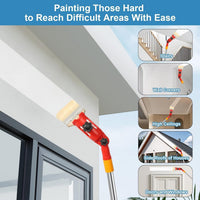Multiangle Paint Brush Extender Holder Extendable Paint Brush, Universal Paint Brush Extender Tool, Extension Pole Attachment for Paint Brush Used for Ceiling Suitable for Most Rollers Brushes (Red)
