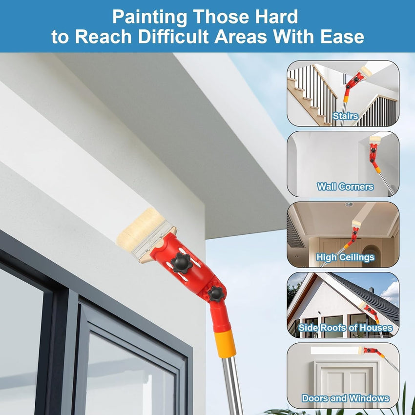 Multiangle Paint Brush Extender Holder Extendable Paint Brush, Universal Paint Brush Extender Tool, Extension Pole Attachment for Paint Brush Used for Ceiling Suitable for Most Rollers Brushes (Red)