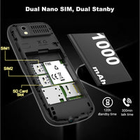 T185 | 4G SIM Free Mobile Phone Unlocked with Dual Nano SIM Slot | 1.8" LCD Screen | Bluetooth | 1000 mAh Battery | FM Radio | Compact Basic Mobile Phone with Torch| Pay As You Go Phones All Carriers