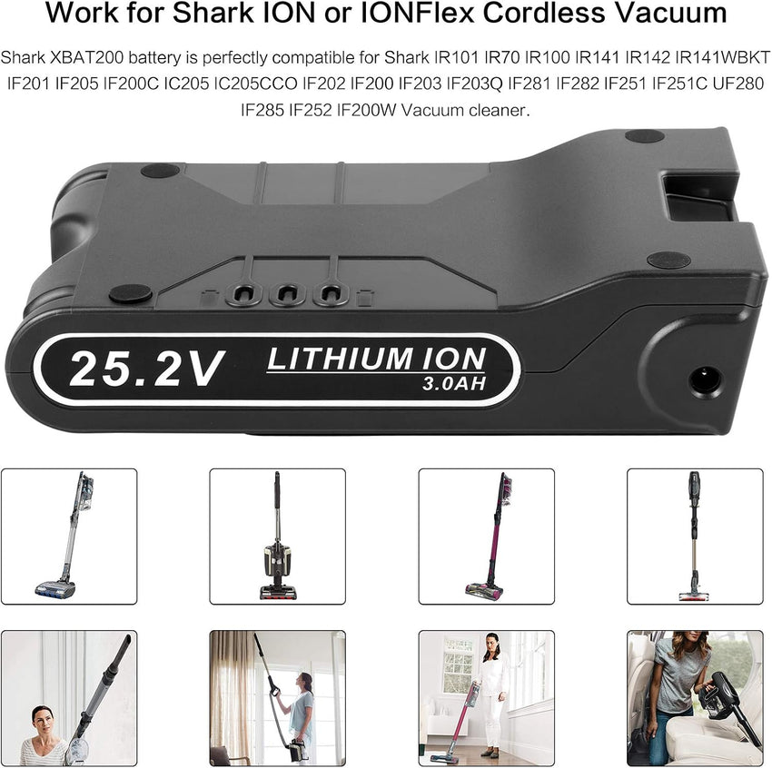 LabTEC XBAT200 25.2V 3000mAh Lithium Battery Replacement for Shark Battery 25.2V XBA-T200,Shark ION Flex ION F80 ION Flex Cordless Vacuum Cleaners Battery