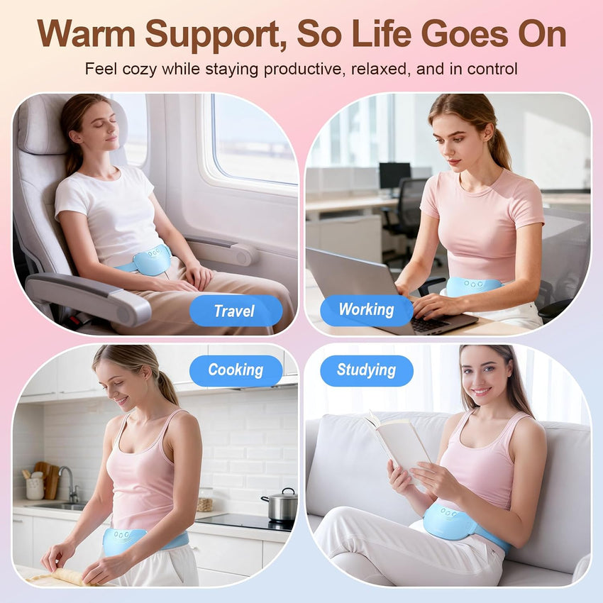 Cordless Menstrual Heat Belt Portable Heat Pad for Period Cramps Rechargeable â Black