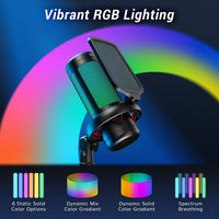 TONOR Gaming USB Microphone with RGB Modes & Boom Arm Black