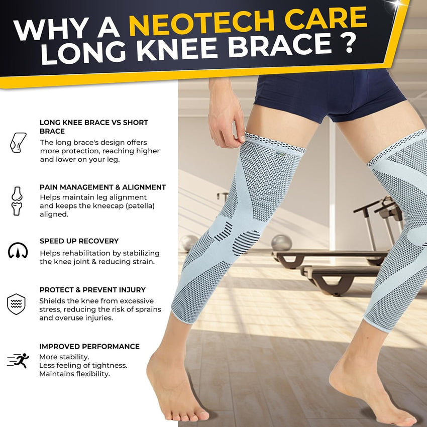 NEOtech Care Compression Sleeve for Knee and Leg â Bamboo Fiber Knit Grey L