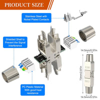 JAOGAUS RJ45 Coupler Shielded, Cat7 Connection Module - LSA connector Adapter Shielded 10Gbps- Cat7/Cat6a/Cat6 Ethernet Cables Coupling Repairing Shielded Network Extender (6pcs)