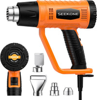 Heat Gun, SEEKONE 2000W Professional Heavy Duty Hot Air Gun Kit 400â & 600â Dual-Temperature Settings with Flame Retardant Protective Cover, 4 Nozzles for Crafts, Shrinking PVC, Stripping Paint