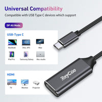 RayCue USB C to HDMI Adapter, 4K USB Type-C to HDMI Adapter ï¼Thunderbolt 3/4ï¼ Compatible with iPhone 15 Pro/Max, MacBook Pro/Air, iPad Pro/Air, Samsung Galaxy S9/S8, Surface Book 2, XPS, and More