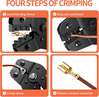 PotentForce Crimping Tool Set - 600pcs Crimp Connectors for 0.5-2.5mmÂ²/AWG 22-16 Wire, Suitable for 2.8mm, 4.8mm, 6.3mm Spade Connectors