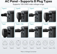 MOMAX Universal Travel Adapter,70W GaN Travel Plug Adapter with UK/EU/AU/US Plugs, 3USB-C PD & 2USB-A QC International Adapter Charger, White Gray