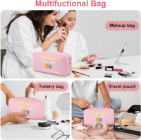 Crochet Cosmetic Bag Oxford Cloth Zipper Pouch for Crocheters Knitting Gifts â Pink