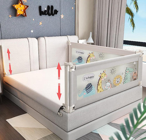 EAQ Toddlers Bed Rails Bed Guard for Single Bed Multi Gear Adjustable Height Seamless Press Guard rail Kids Great Fit Full-Size Queen & King Mattress (ZOO, 200cm)