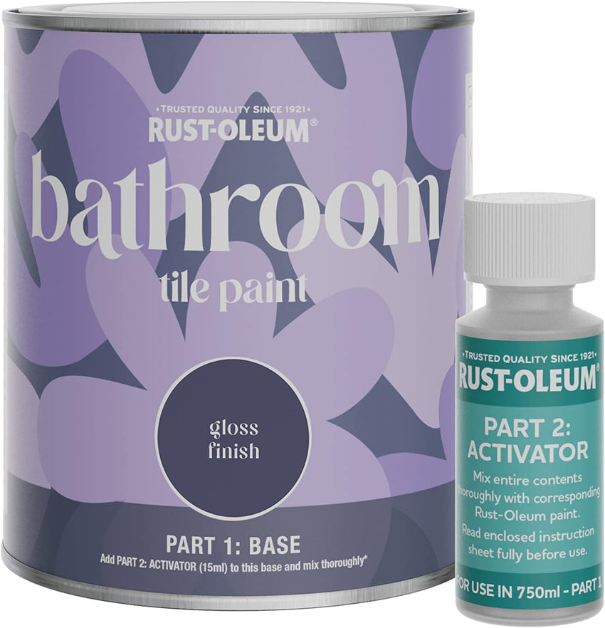 Rust-Oleum Bathroom Tile Paint Water-Resistant Gloss Hessian â Beige 750ml