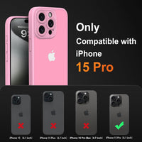 Mootobo for iPhone 15 Pro Case 6.1-Inch, Matte Shockproof Bumper Phone Cover, Military-Grade Protection Ultra Slim 360^0Full Body Frosted Translucent Back Phone case for iPhone 15 Pro (Pink)