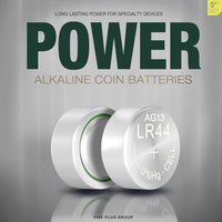 5Plus 10-Pack LR44 AG13 357 303 SR44 A76 675 392 394 384 376 1.5V Alkaline Button Cell Batteries - Ideal for Watches, Hearing Aids, Glucometers, Key Fobs, Car Keys, and Small Electronics