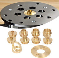 Ladieshow 11 Pcs Brass Router Guide with Lock Nut and Router Adapter