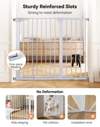 COMOMY 91.5cm Extra Tall Baby Gate for Stairs Doorways, Fits Openings 75-103cm Wide, Auto Close Sturdy Safety Dog Gate for House, Pressure Fit Easy Walk Through Pet Gate with Door, White