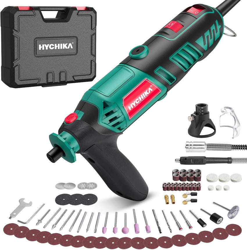 HYCHIKA 170W Rotary Tool, Variable Speed Rotary Tool Kit with Flex Shaft, 173pcs Accessories Kit & 8000-35000RPM Multi-Tool, Perfect for Cutting, Detail Sanding, Engraving, and Wood Carving