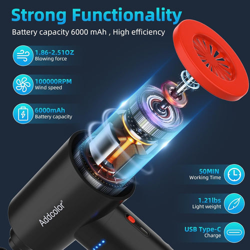 Compressed Air Duster Cleaner for PC with LED Light â Reusable Air Blower