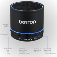 Betron KBS08 Bluetooth Speaker, Wireless, Portable, Mini, Black