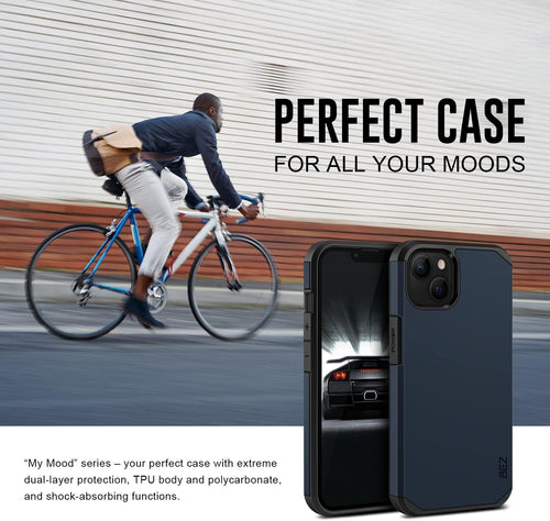 BEZ Case for iPhone 13, Case for iPhone 13 Shockproof Survivor Double Protection Resistant, Dark Blue