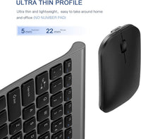 Small Wireless Keyboard and Mouse, seenda Ultra Compact Rechargeable USB Keyboard and Mouse Combo with Portable Size Low Profile Keys for Windows XP/7/8/10/11 Laptop Computer, Gray