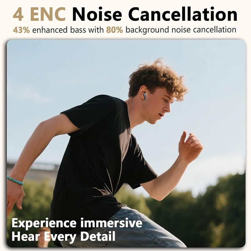 Wireless Earbuds, Bluetooth 5.4 Headphones NEW Wireless Headphones with 4 ENC Mic, 56H Bluetooth Earphones in Ear Noise Cancelling Deep Bass, Mini Ear Buds Bluetooth Earbuds IP7 Waterproof LED Display