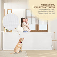 HollyHOME Retractable Stair Gate 300cm Extra Wide One-Hand Operation Baby Gate Safety Gate for Baby and Pets Indoor & Outdoor,White