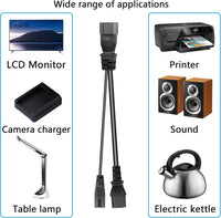 CERRXIAN 1FT C14 to C7 + C13 Y Splitter Power Cable,IEC 320 C14 Male to C7+C13 Female AC Conversion Cable,for Computer,Projector, Scanner,Printer,Etc