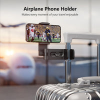 MiiKARE Portable Airplane Phone Holder 360^0 Rotation Phone Holder for Plane,Hands-Free Travel Essentials for Flying,Foldable Pocket-size Phone Stand Holiday Essentials Compatible iPhone&Android,Black