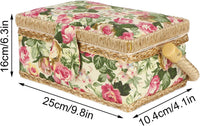 Vintage Sewing Basket Fabric Craft Storage Organizer with Handle Ã¢ÂÂ Garden Rose