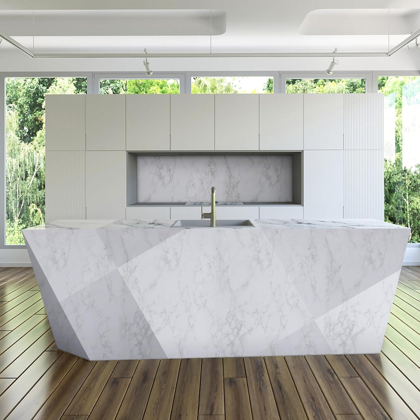 Hode Marble Sticky Back Plastic 60cm X 10m Granite White Grey Vinyl Wrap Contact Paper Self Adhesive Wallpaper Waterproof PVC Roll for Kitchen Countertop Furniture Easy to Remove