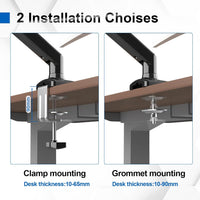 GRIFEMA GB2003-1 Single Monitor Arm Desk Mount for 13" to 32" Screen, Gas Spring Single Monitor Stand, Weight 2-9KG, Height Adjustable VESA 75 & 100mm, Black