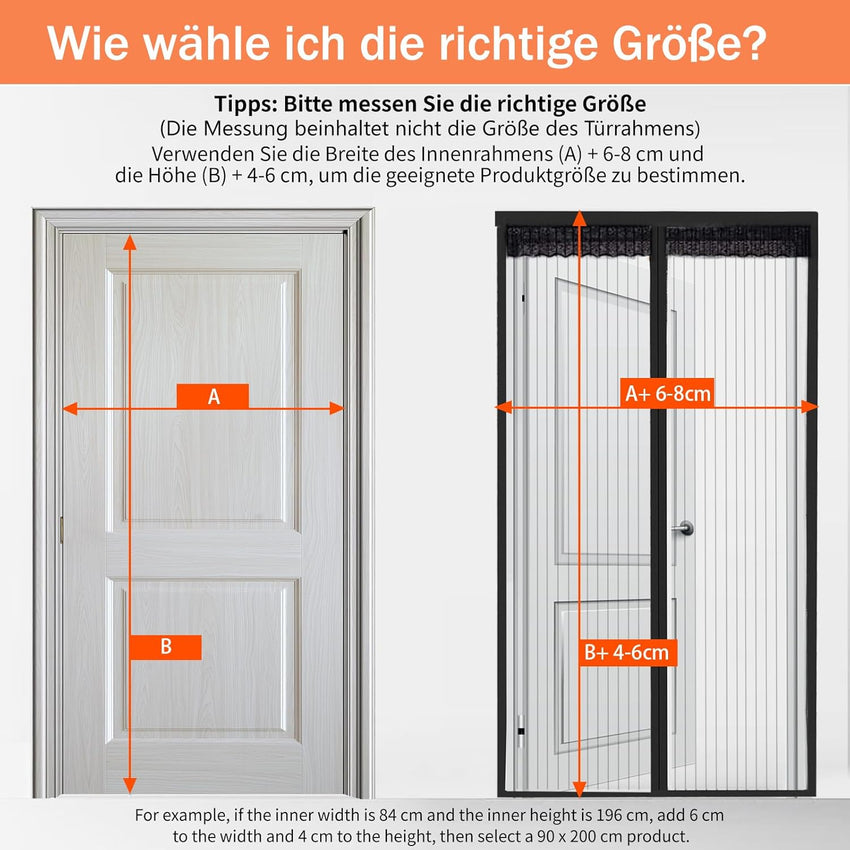 DIKER Magnetic Fly Screen Door, Fly Nets for Doors 100 X 230cm, Door Fly Screen, Screen Mesh Insect Protection Door No Gap, Easy to Install Without Drilling, Keep Bugs Out Lets Fresh Air in, Black