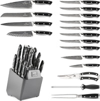 NANFANG BROTHERS Damascus Knife Set,18-Pieces Kitchen Knife Set with Wooden Block VG10 Core Steel with 8 Steak Knife,Japanese Professional Kitchen Sharp Knife Set