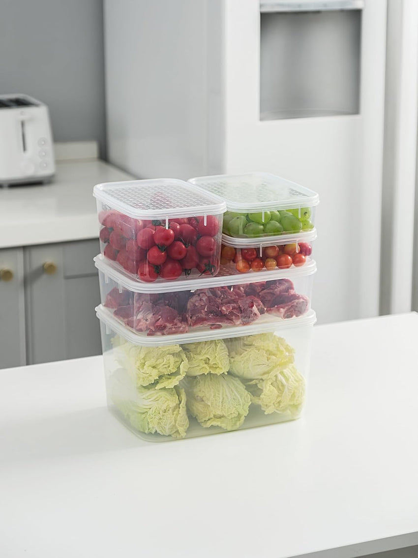 Food Storage Container Set 1.1L x6 BPA-Free Microwave & Freezer Safe â Clear 1.1L x6
