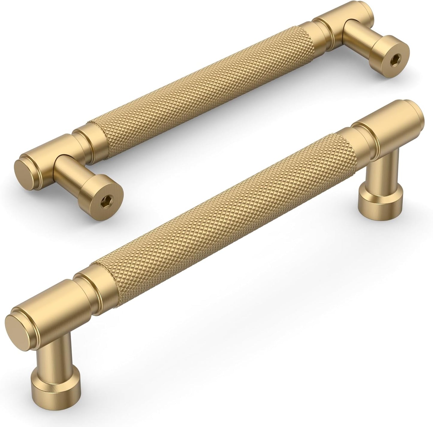 Amerdeco 10 Pack Gold knurled Cabinet Pulls 6.3 Inch(160mm) Hole Center Drawer Pulls Cabinet Hardware Kitchen Cabinet Handles for Bathroom AM032