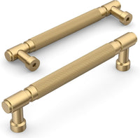 Amerdeco 10 Pack Gold knurled Cabinet Pulls 6.3 Inch(160mm) Hole Center Drawer Pulls Cabinet Hardware Kitchen Cabinet Handles for Bathroom AM032
