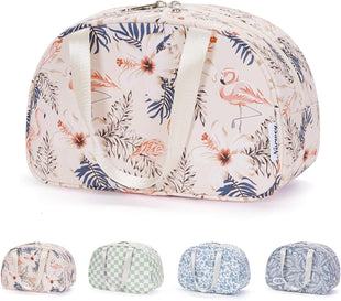 Large Toiletry Bag Travel Makeup Organizer â Beige Flamingo