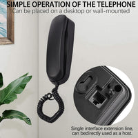 Corded House Phones Landline, Wall/Desk Mountable, Dial Pad on Base, Last Number Redial, Pause, Flash, Black