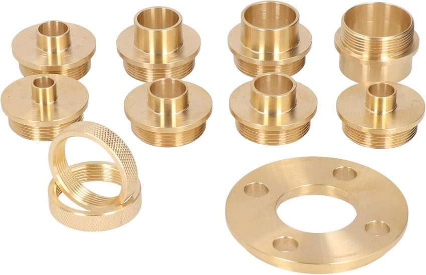 Ladieshow 11 Pcs Brass Router Guide with Lock Nut and Router Adapter