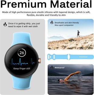 Miimall Strap for Google Pixel Watch 2/Pixel Watch Band, Quick Fit Flexible Wristband, Soft Silicone Sport Strap for Women Men, Adjustable Replacement Band for Google Pixel Watch 2/1-Sky Blue
