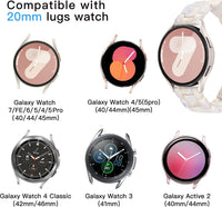 Compatible with Samsung Galaxy Watch 7/6/5/4 40mm 44mm, Watch FE 40mm, Samsung Galaxy Watch 5 Pro, Watch 6 Classic 43/47mm Strap, Light Resin Strap for Samsung Watch 4 Classic/Active 2