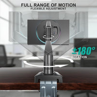 WALI Single Monitor Arm for 17-34 inch Screens, Ergonomic Gas Spring Monitor Arm Desk Mount up to 12 kg, Adjustable Computer Monitors Stand with Clamp and Grommet Base, VESA 75/100mm (GSMP001N), Black