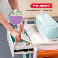 Crafit Craft Storage Compatible with Cricut, Craft Table with Vinyl Roll Holder Crafting Storage Cabinet Tool Holder Trolley on Wheels for Craft Room Home Office (Patented)