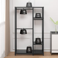 Heavy Duty Clothes Rail 195cm Tall 3 Rods 6 Shelves Max 600lbs Ã¢ÂÂ 114cm
