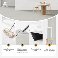Vinyl Self-Adhesive Wood Look Flooring Waterproof Easy Clean Ã¢ÂÂ White Wash Maple 36 Planks