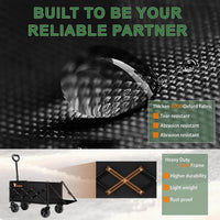 Trolley on Wheels 100L All-Terrain Folding Wagon with Adjustable Handle â Black