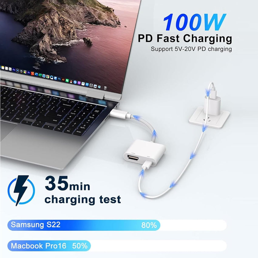USB C to HDMI Adapter, Type C to 4K HDMI Adapter with 100W PD Fast Charge, USB C Digital AV Adapter Sync Screen Connector for iPhone 17/15/16 Series, iPad Pro, MacBook Pro/Air, Dell, HP etc