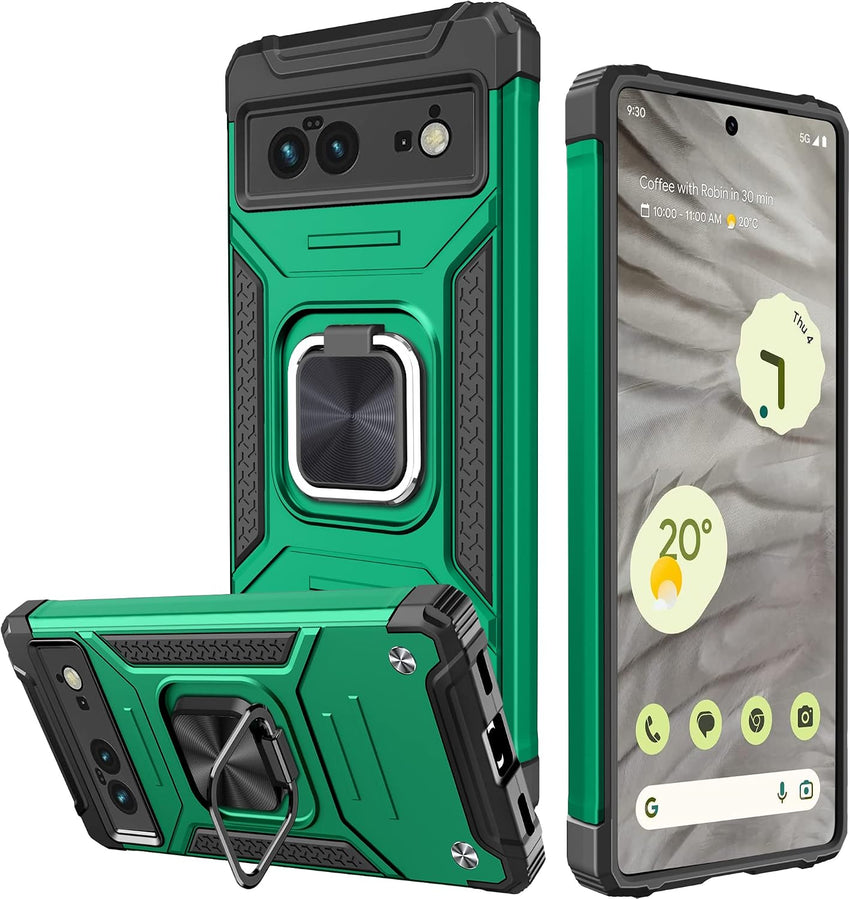 ShockProof Case for Google Pixel 7A 5G with Stand - Dark Green